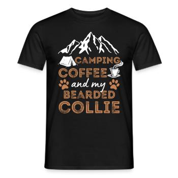 Bearded Collie Coffee Camping Dog Cafe - Men's T-Shirt - black - Front - AI Model Male 178 light (178cm)