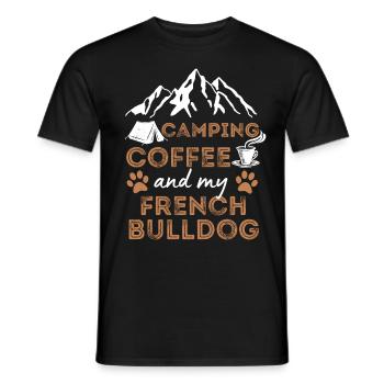 French Bulldog Coffee Camping Dog Cafe - Men's T-Shirt - black - Front - AI Model Male 178 light (178cm)
