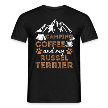 Russell Terrier Coffee Camping Dog Cafe - Men's T-Shirt - black - Front - AI Model Male 178 light (178cm)