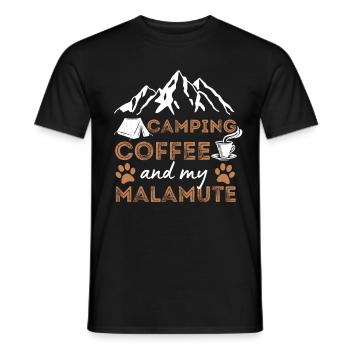 Malamute Kaffee Camping Hund Cafe - Männer T-Shirt - Schwarz - Vorne - AI Model Male 178 light (178cm)