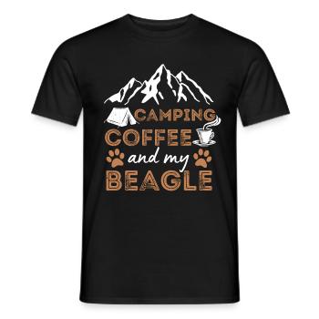 Beagle Coffee Camping Dog Cafe - Men's T-Shirt - black - Front - AI Model Male 178 light (178cm)