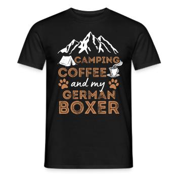 German Boxer Coffee Camping Dog Cafe - Men's T-Shirt - black - Front - AI Model Male 178 light (178cm)
