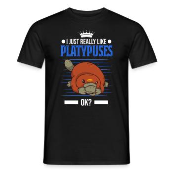 I just really like Platypuses ok Schnabeltier - Men's T-Shirt - black - Front - AI Model Male 178 light (178cm)