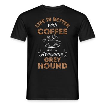 Greyhound Café Chien Café - T-shirt homme - noir - Devant - AI Model Male 178 light (178cm)