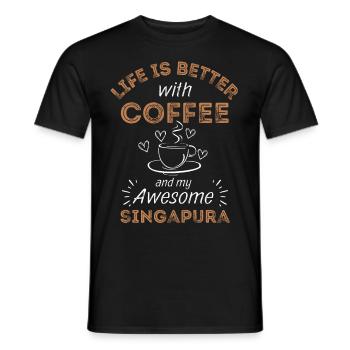 Café Singapura Cat - T-shirt homme - noir - Devant - AI Model Male 178 light (178cm)