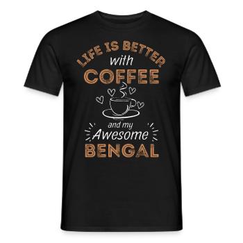 Café Bengal Cat Coffee - T-shirt homme - noir - Devant - AI Model Male 178 light (178cm)