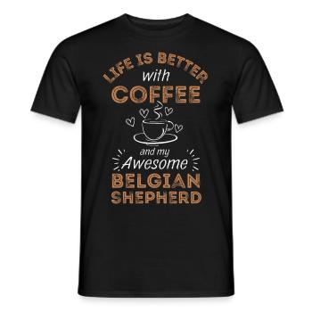 Belgian Shepherd Malinois Coffee Dog Cafe - Men's T-Shirt - black - Front - AI Model Male 178 light (178cm)
