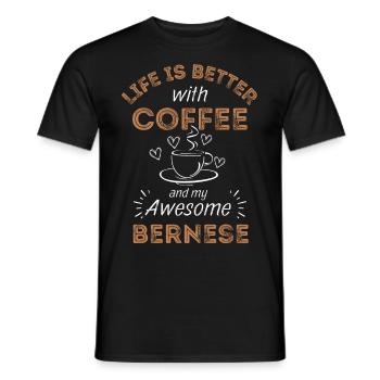 Bernese Mountain Dog Coffee Dog Cafe - T-shirt homme - noir - Devant - AI Model Male 178 light (178cm)