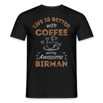 Birma Katze Kaffee Cafe - Männer T-Shirt - Schwarz - Vorne - AI Model Male 178 light (178cm)