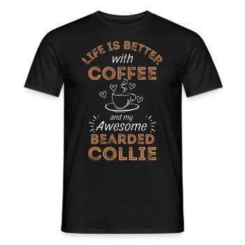 Bearded Collie Kaffee Hund Cafe - Männer T-Shirt - Schwarz - Vorne - AI Model Male 178 light (178cm)