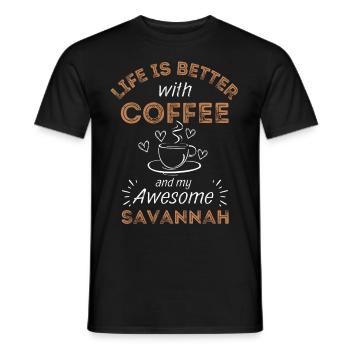 Savannah Katze Kaffee Cafe - Männer T-Shirt - Schwarz - Vorne - AI Model Male 178 light (178cm)