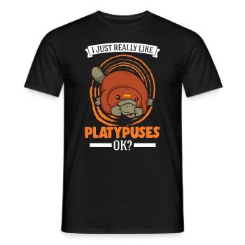 I just really like Platypuses, ok Platypus - Men's T-Shirt - black - Front - AI Model Male 178 light (178cm)