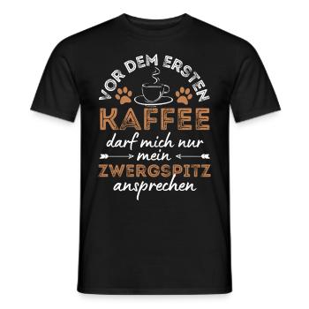 Zwergspitz Café Pour chiens - T-shirt homme - noir - Devant - AI Model Male 178 light (178cm)