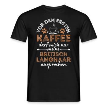 Café british Longhair Cat - T-shirt homme - noir - Devant - AI Model Male 178 light (178cm)