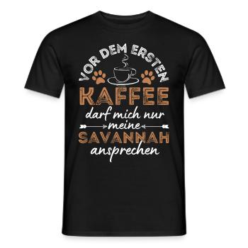 Savannah Katze Kaffee Cafe - Männer T-Shirt - Schwarz - Vorne - AI Model Male 178 light (178cm)