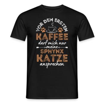 Café Sphynx Cat - T-shirt homme - noir - Devant - AI Model Male 178 light (178cm)