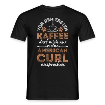 Café American Curl Cat - T-shirt homme - noir - Devant - AI Model Male 178 light (178cm)