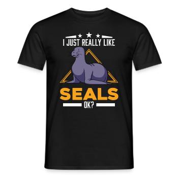 J’aime vraiment les phoques ok Sea Lion Seal - T-shirt homme - noir - Devant - AI Model Male 178 light (178cm)