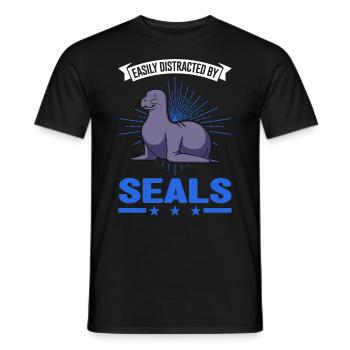 Easily distracted by Seals Sea Lion Robbe - Männer T-Shirt - Schwarz - Vorne - AI Model Male 178 light (178cm)