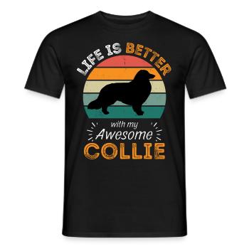 Legendärer Collie Vintage Retro - Männer T-Shirt - Schwarz - Vorne - AI Model Male 178 light (178cm)