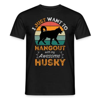 Legendärer Sibirischer Husky Vintage Retro - Männer T-Shirt - Schwarz - Vorne - AI Model Male 178 light (178cm)
