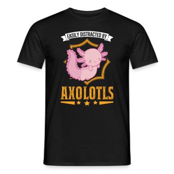 Easily distracted by Axolotls Tail Luch - Men's T-Shirt - black - Front - AI Model Male 178 light (178cm)