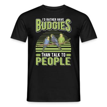 Budgerigar Gift Welli Parakeet - Men's T-Shirt - black - Front - AI Model Male 178 light (178cm)