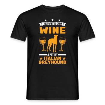 Lévrier italien et vin - T-shirt homme - noir - Devant - AI Model Male 178 light (178cm)