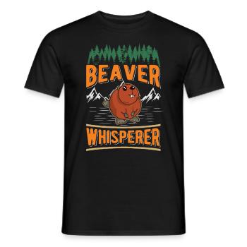 Biber Flüsterer Beaver Whisperer - Men's T-Shirt - black - Front - AI Model Male 178 light (178cm)