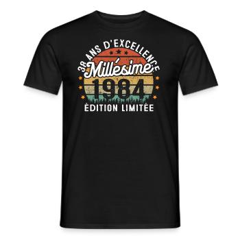 Cadeau d'anniversaire 38 Ans Millésime 1984 - T-shirt homme - noir - Devant - AI Model Male 178 light (178cm)