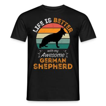 Legendary German Shepherd Vintage Retro - Men's T-Shirt - black - Front - AI Model Male 178 light (178cm)