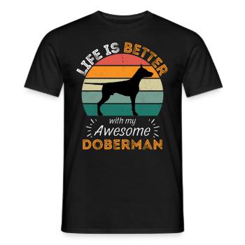 Doberman Vintage Retro - Men's T-Shirt - black - Front - AI Model Male 178 light (178cm)