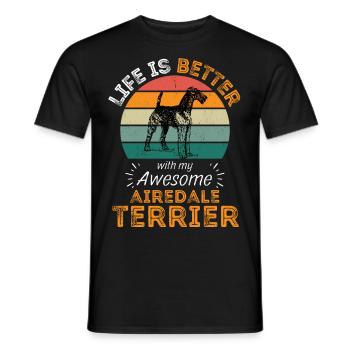 Airedale Terrier Retro Vintage - Männer T-Shirt - Schwarz - Vorne - AI Model Male 178 light (178cm)