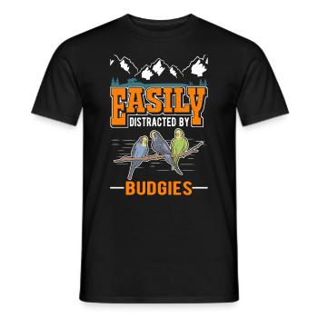Facilement distrait par les perruches Budgerigar - T-shirt homme - noir - Devant - AI Model Male 178 light (178cm)