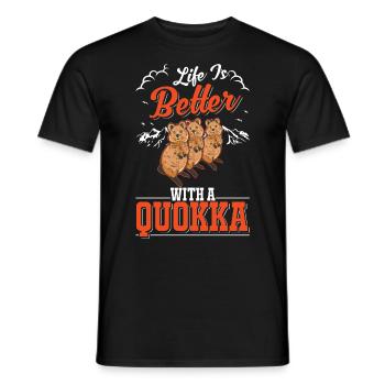 Life is better with a Quokka short-tailed kangaroo - Men's T-Shirt - black - Front - AI Model Male 178 light (178cm)