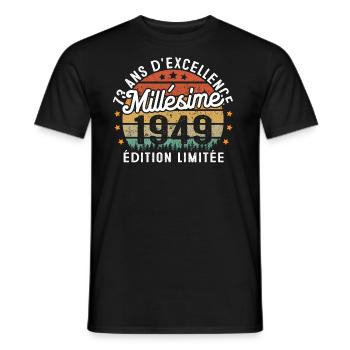 Cadeau d'anniversaire 73 Ans Millésime 1949 - T-shirt homme - noir - Devant - AI Model Male 178 light (178cm)