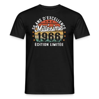Cadeau d'anniversaire 56 Ans Millésime 1966 - T-shirt homme - noir - Devant - AI Model Male 178 light (178cm)