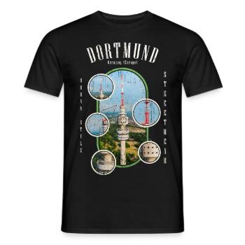 Dortmund Germany City Skyline Home Love - Men's T-Shirt - black - Front - AI Model Male 178 light (178cm)