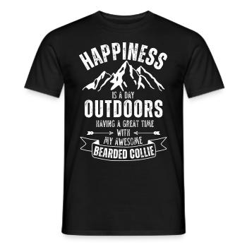 Bearded Collie Outdoor Dog Nature Hiking Camping - Men's T-Shirt - black - Front - AI Model Male 178 light (178cm)