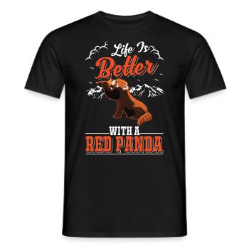 La vie est meilleure avec un panda roux roter panda - T-shirt homme - noir - Devant - AI Model Male 178 light (178cm)
