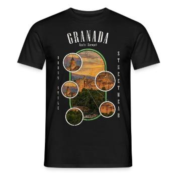 Granada Spain City Skyline Holiday Summer - Men's T-Shirt - black - Front - AI Model Male 178 light (178cm)