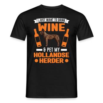Hollandse Herder and Wine - Men's T-Shirt - black - Front - AI Model Male 178 light (178cm)