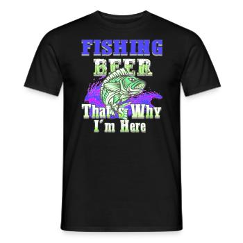 Fishing & Beer, that is why I am here - Men's T-Shirt - black - Front - AI Model Male 178 light (178cm)