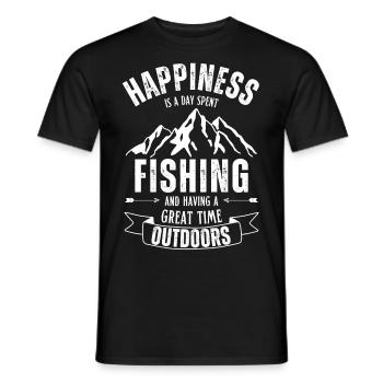 Happiness is a day spent fishing. Fishing in nature. - Men's T-Shirt - black - Front - AI Model Male 178 light (178cm)