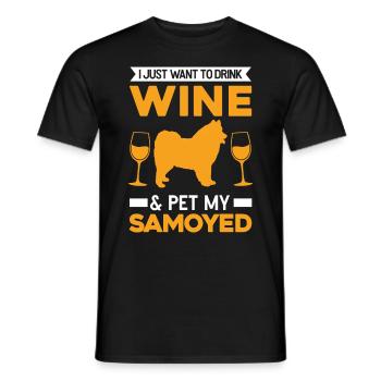 Samoyèdes et chiens de traîneau à vin Samoyèdes - T-shirt homme - noir - Devant - AI Model Male 178 light (178cm)