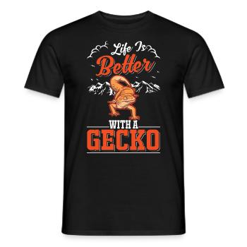 Life is better with a Gecko Leopardgecko - Männer T-Shirt - Schwarz - Vorne - AI Model Male 178 light (178cm)