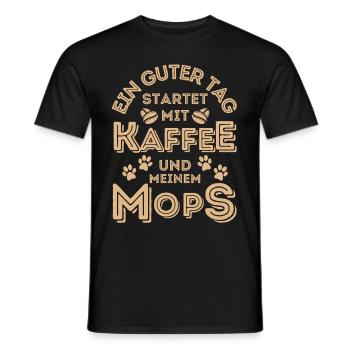Mops Kaffee Hund Cafe - Männer T-Shirt - Schwarz - Vorne - AI Model Male 178 light (178cm)