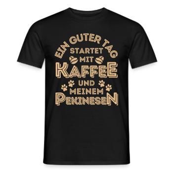 Pekinese Kaffee Hund Cafe - Männer T-Shirt - Schwarz - Vorne - AI Model Male 178 light (178cm)