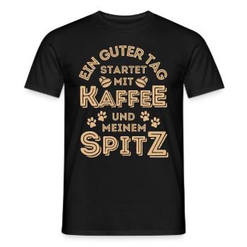 Spitz Kaffee Hund Cafe - Männer T-Shirt - Schwarz - Vorne - AI Model Male 178 light (178cm)