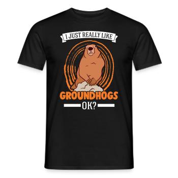 J’aime beaucoup Marmotte Marmotte Murmeltier - T-shirt homme - noir - Devant - AI Model Male 178 light (178cm)